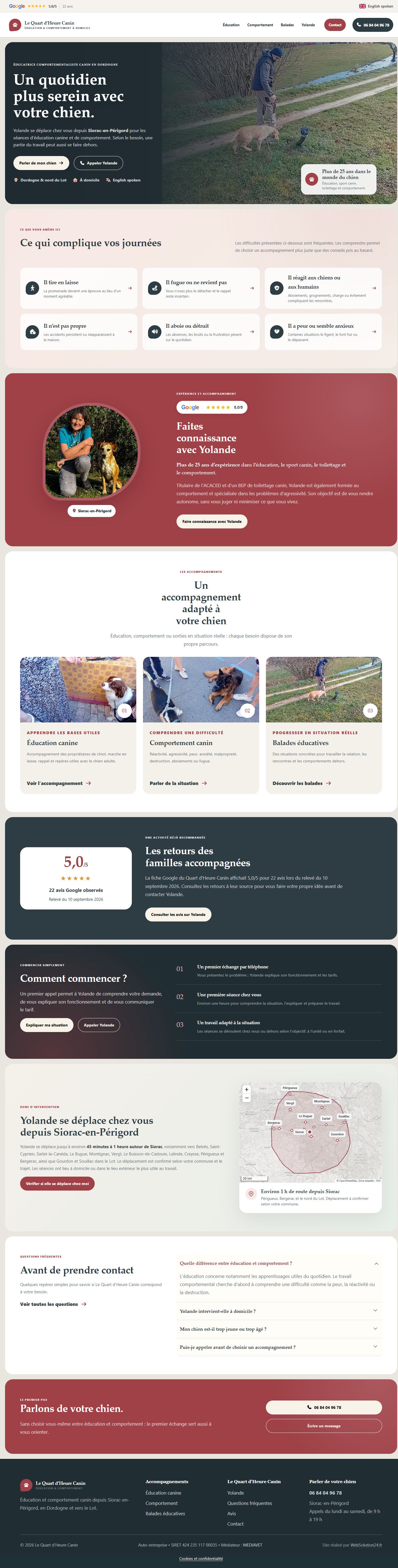 Accueil du Quart d’Heure Canin — éducation et comportement en Dordogne