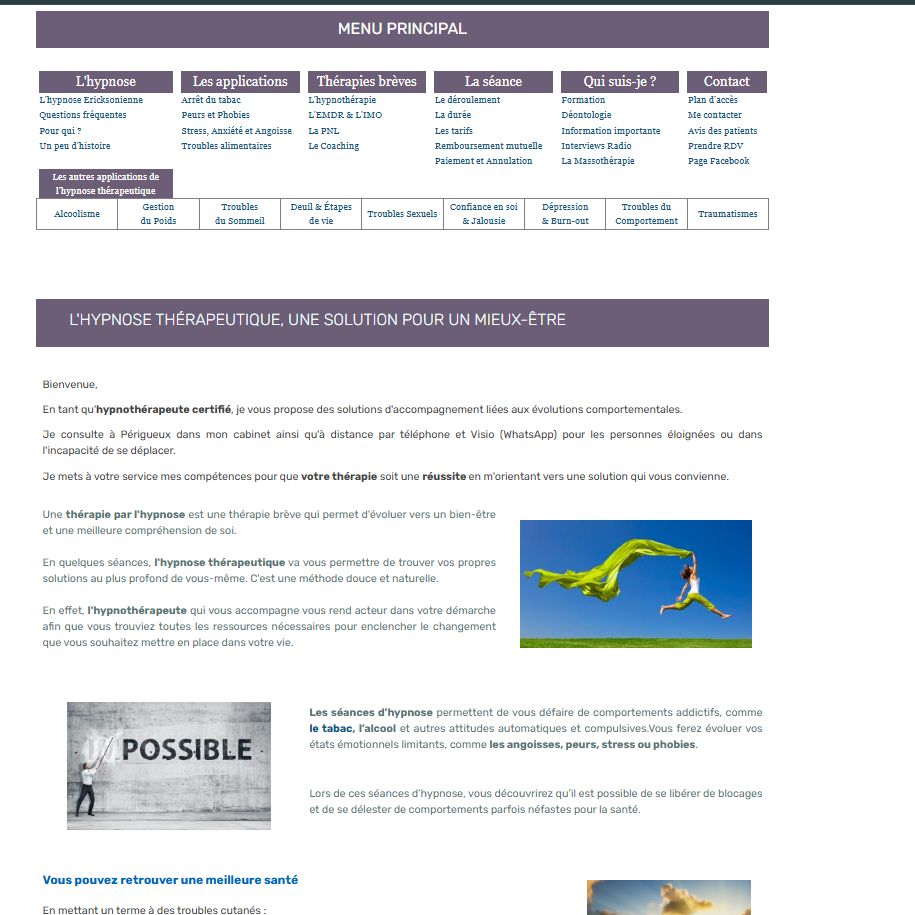 Exemple de site avec navigation complexe, hiérarchie confuse et mise en page datée